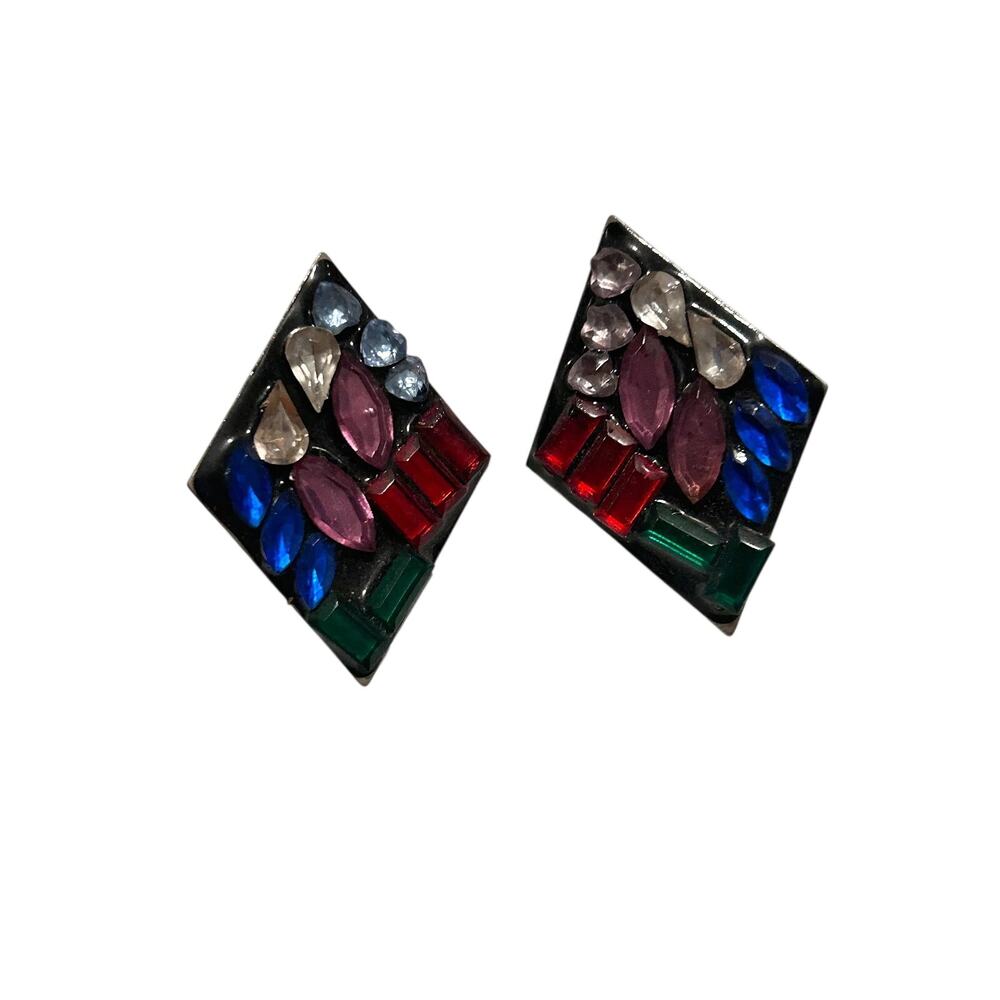 Vintage Abstract Rhinstone Diamond Stud Earrings
